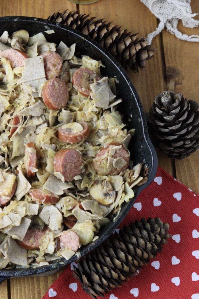 Image of cooked lazanki in a pan